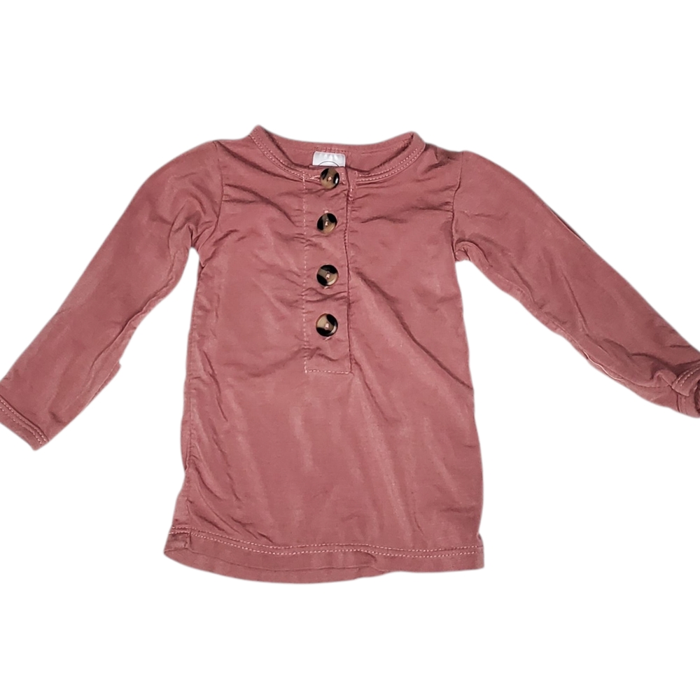 Lou Lou Henley Shirt Long-sleeve Brown Baby Boys Size Newborn